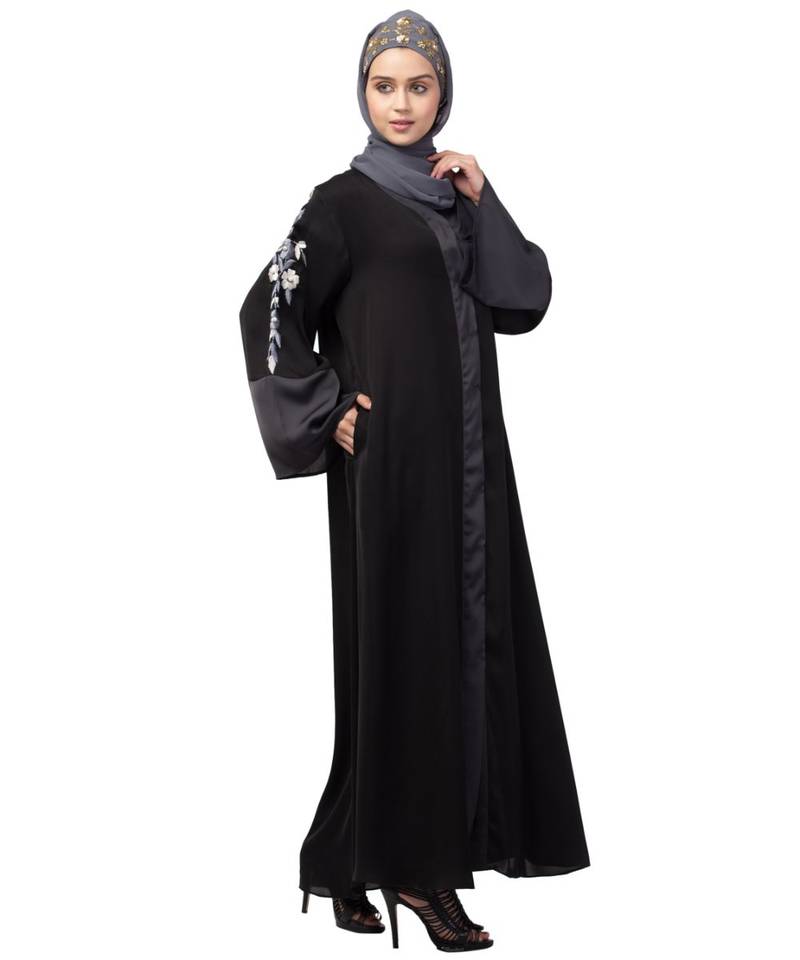 Nazneen Front open Sleeve embroidery Dubai style Kaftan cum Abaya