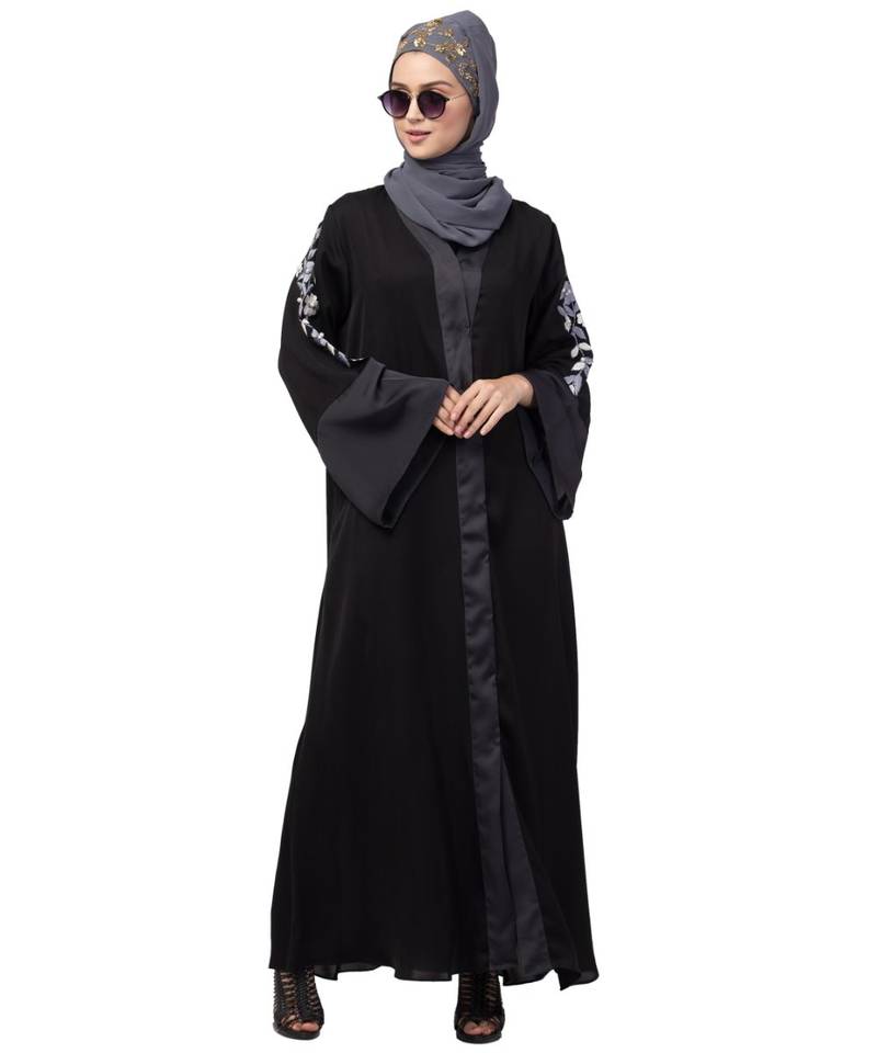 Nazneen Front open Sleeve embroidery Dubai style Kaftan cum Abaya