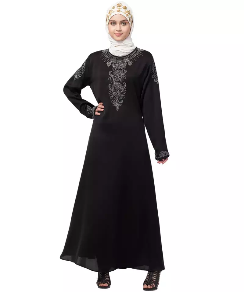 Nazneen Front and Sleeve Hand work A line Party Abaya