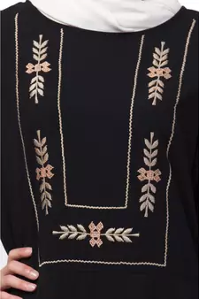 Nazneen yoke embroidered Pleated Bell sleeve Flare Abaya