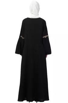 Nazneen yoke embroidered Pleated Bell sleeve Flare Abaya
