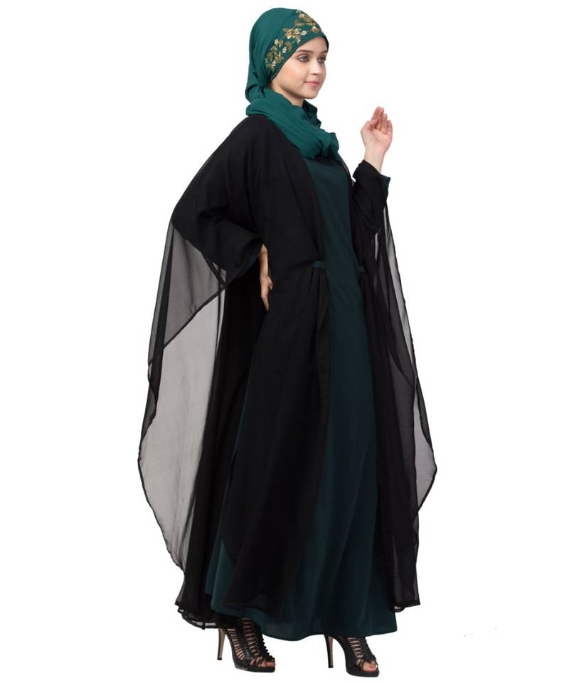 Nazneen contrast double layers Abaya