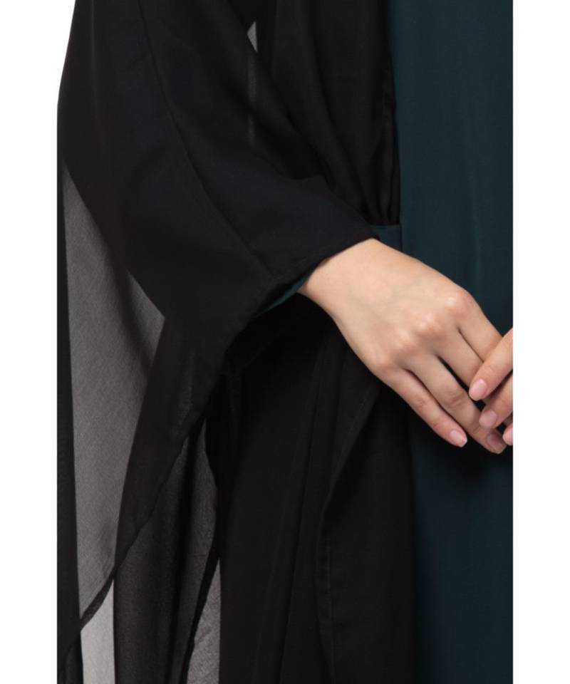 Nazneen contrast double layers Abaya