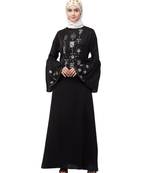 Nazneen hand embroidery on front and bell sleeve  A line Abaya
