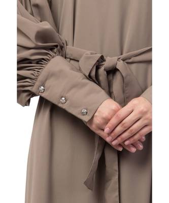 Nazneen long cuff full balloon sleeve with belt A line Abaya 5