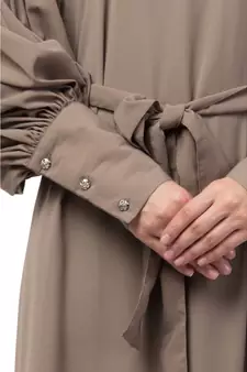 Nazneen long cuff full balloon sleeve with belt A line Abaya