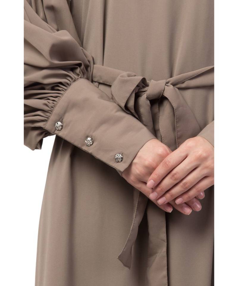 Nazneen long cuff full balloon sleeve with belt A line Abaya