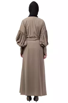 Nazneen long cuff full balloon sleeve with belt A line Abaya