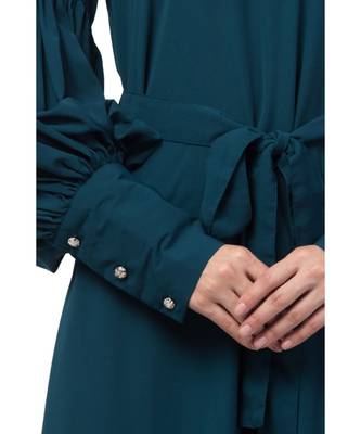 Nazneen long cuff full balloon sleeve with belt A line Abaya 5
