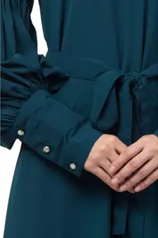 Nazneen long cuff full balloon sleeve with belt A line Abaya
