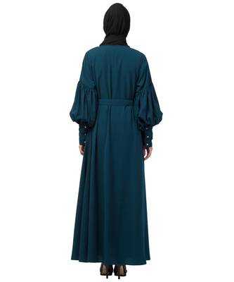 Nazneen long cuff full balloon sleeve with belt A line Abaya 7