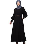 Nazneen long cuff full balloon sleeve with belt A line Abaya