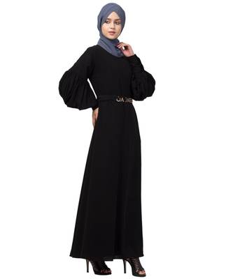 Nazneen long cuff full balloon sleeve with belt A line Abaya 5