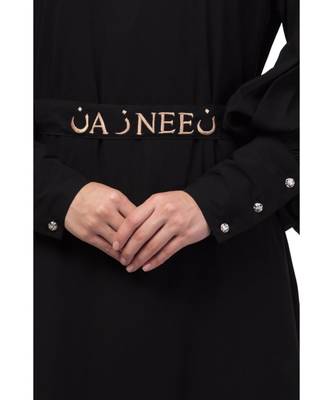 Nazneen long cuff full balloon sleeve with belt A line Abaya 6