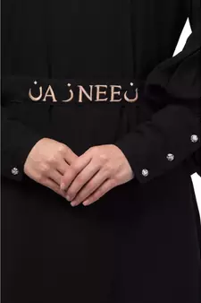 Nazneen long cuff full balloon sleeve with belt A line Abaya