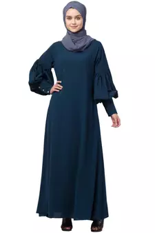 Nazneen long cuff full balloon sleeve with belt A line Abaya