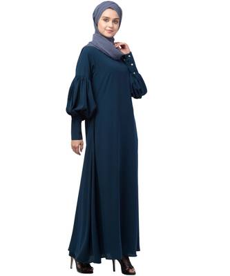 Nazneen long cuff full balloon sleeve with belt A line Abaya 4