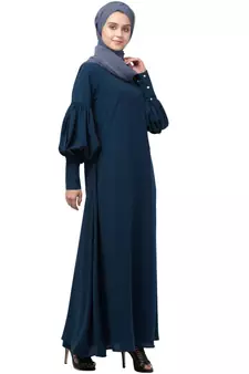 Nazneen long cuff full balloon sleeve with belt A line Abaya