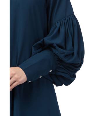 Nazneen long cuff full balloon sleeve with belt A line Abaya 5