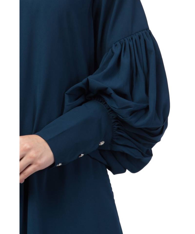 Nazneen long cuff full balloon sleeve with belt A line Abaya