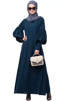 Nazneen long cuff full balloon sleeve with belt A line Abaya