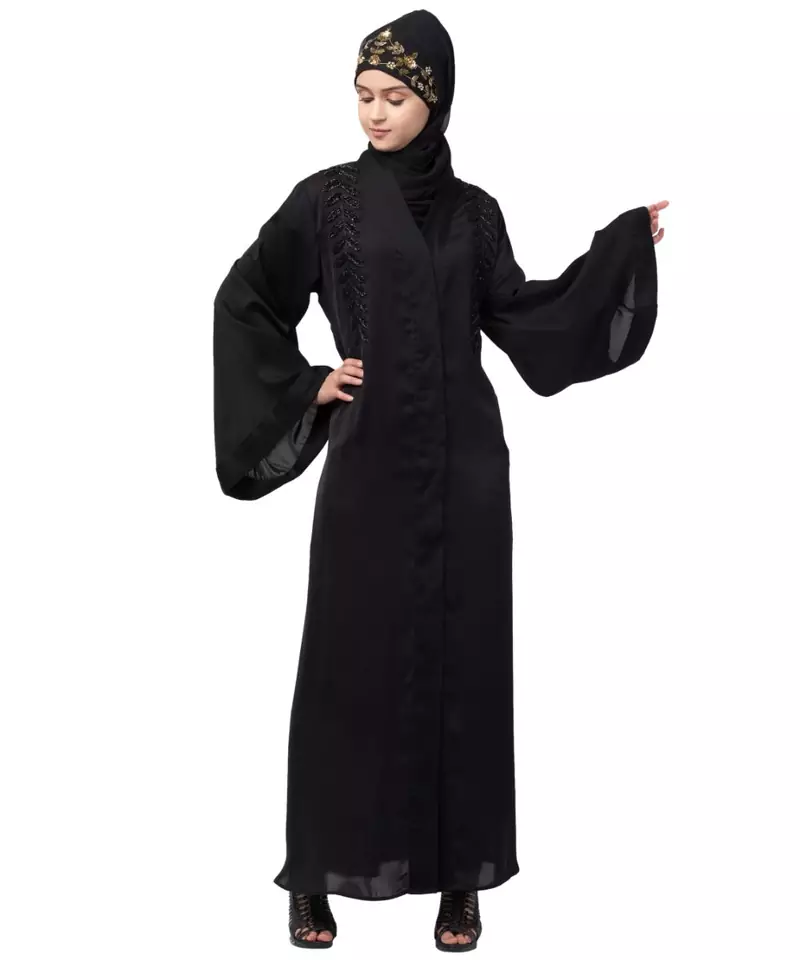 Nazneen hand work front and back Front open Dubai Abaya