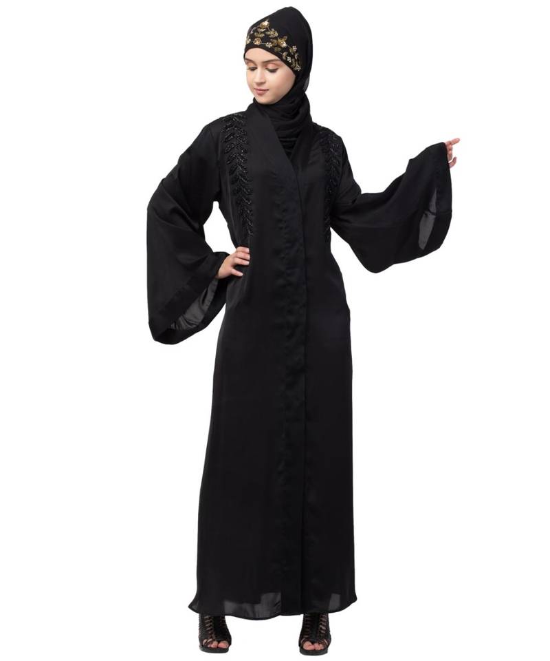 Nazneen hand work front and back Front open Dubai Abaya