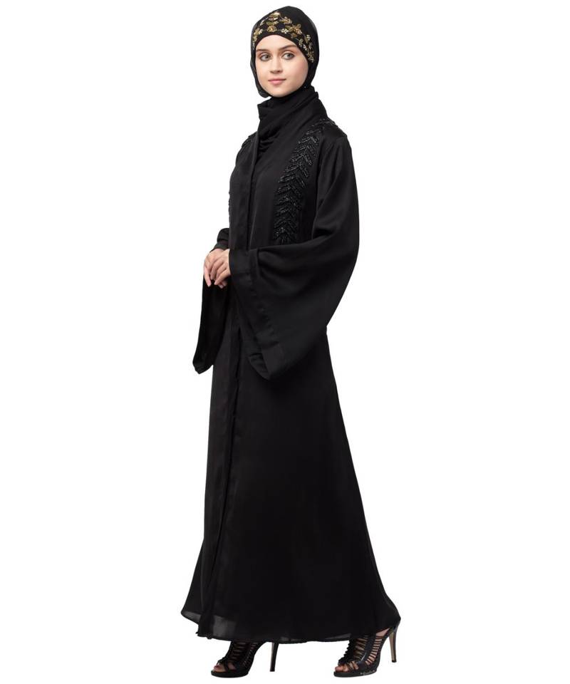Nazneen hand work front and back Front open Dubai Abaya