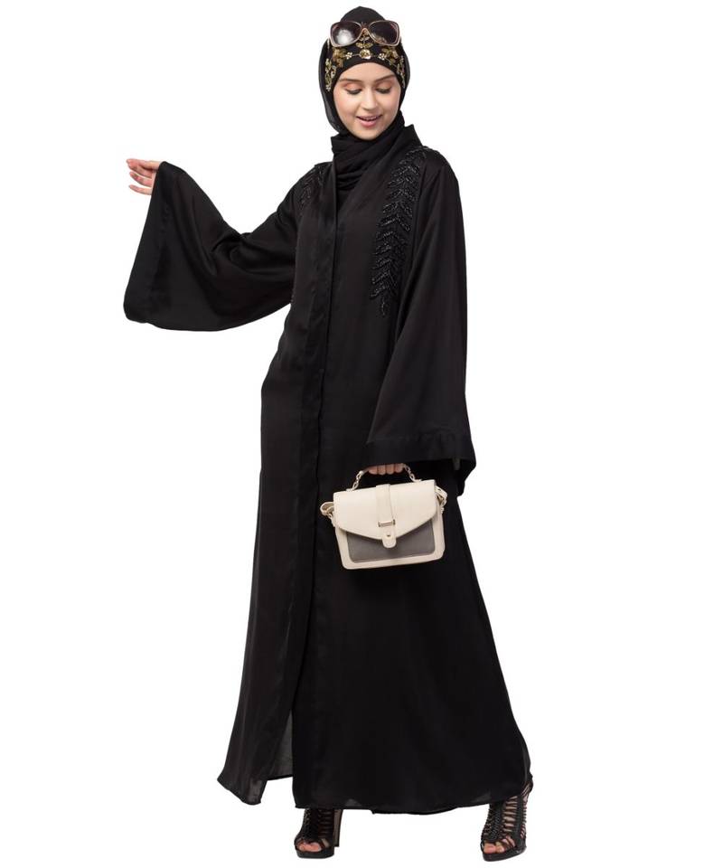 Nazneen hand work front and back Front open Dubai Abaya