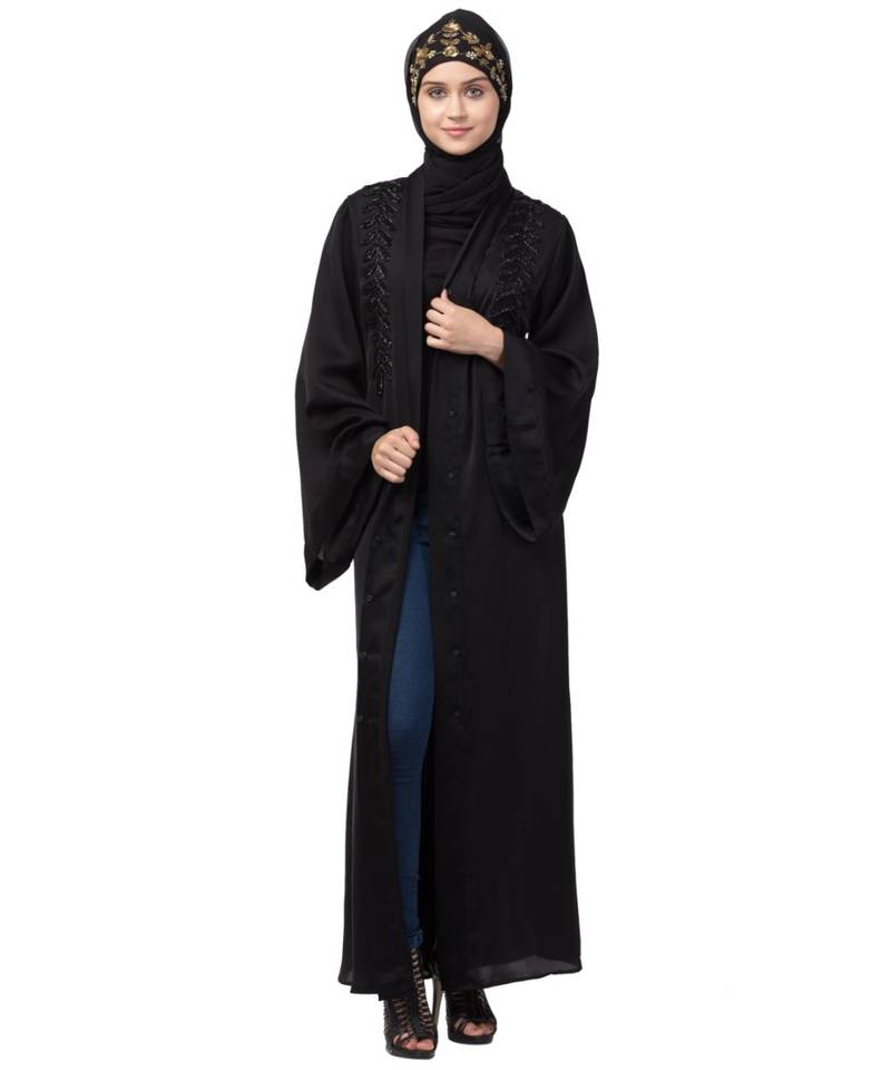 Nazneen hand work front and back Front open Dubai Abaya
