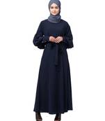Nazneen long cuff full balloon sleeve with belt A line Abaya