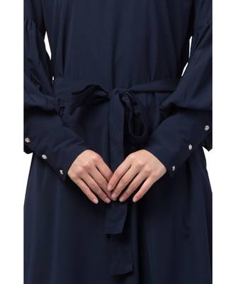 Nazneen long cuff full balloon sleeve with belt A line Abaya 5