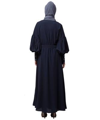 Nazneen long cuff full balloon sleeve with belt A line Abaya 7