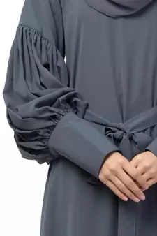 Nazneen long cuff full balloon sleeve with belt A line Abaya