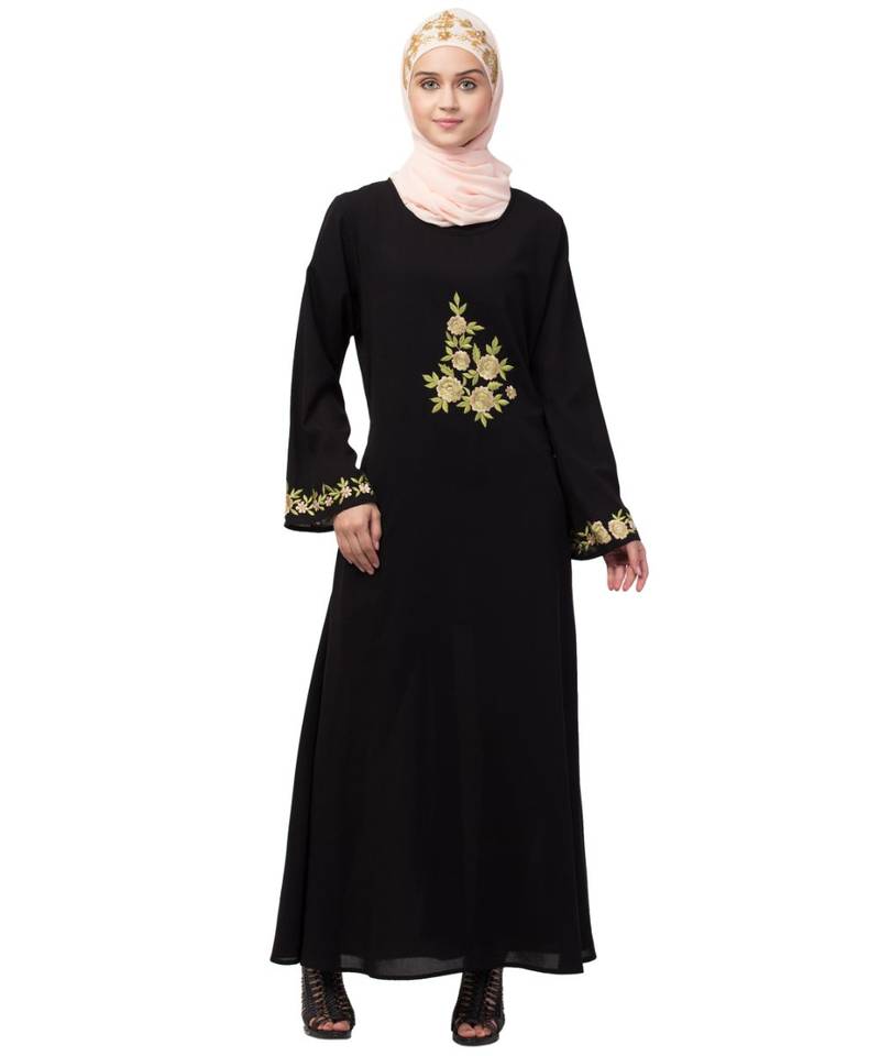 Nazneen front and sleeve embroidery A line Abaya