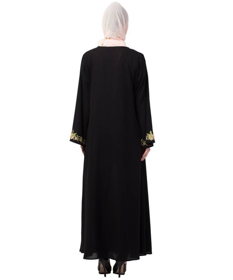 Nazneen front and sleeve embroidery A line Abaya
