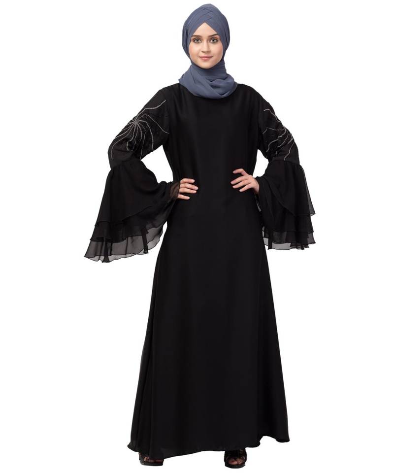 Nazneen 3 Bell Sleeve embroidered Abaya