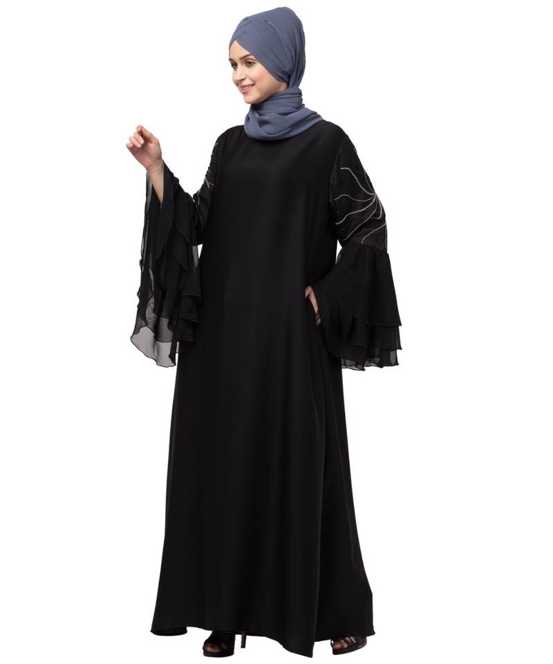 Nazneen 3 Bell Sleeve embroidered Abaya