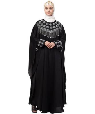 Nazneen double layers hand embroidered with tassel wedding kaftan cum abaya 1