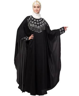 Nazneen double layers hand embroidered with tassel wedding kaftan cum abaya 3