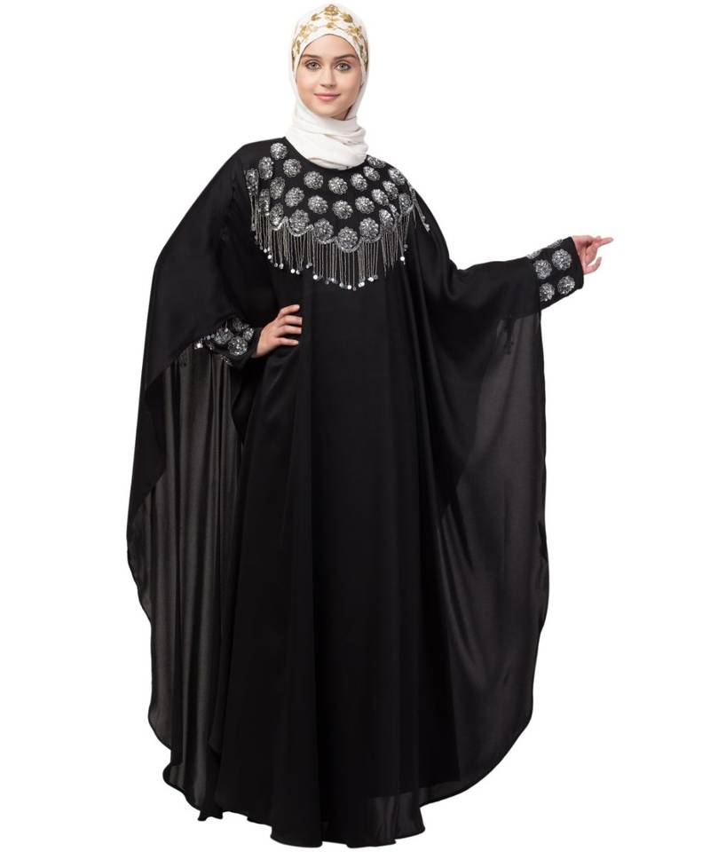 Nazneen double layers hand embroidered with tassel wedding kaftan cum abaya