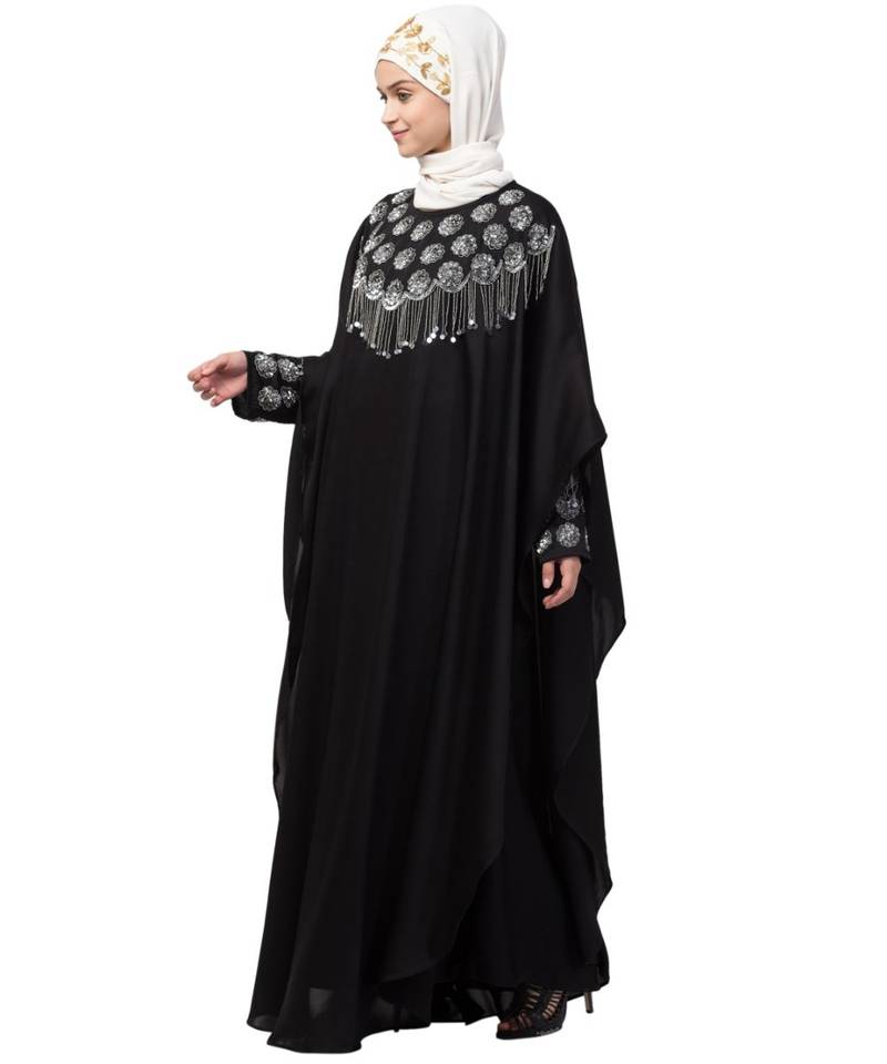 Nazneen double layers hand embroidered with tassel wedding kaftan cum abaya