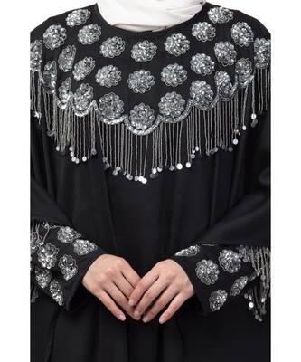Nazneen double layers hand embroidered with tassel wedding kaftan cum abaya 6