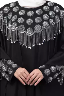 Nazneen double layers hand embroidered with tassel wedding kaftan cum abaya
