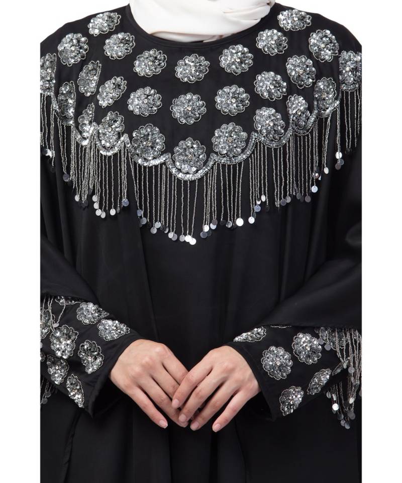 Nazneen double layers hand embroidered with tassel wedding kaftan cum abaya