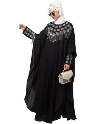 Nazneen double layers hand embroidered with tassel wedding kaftan cum abaya 7