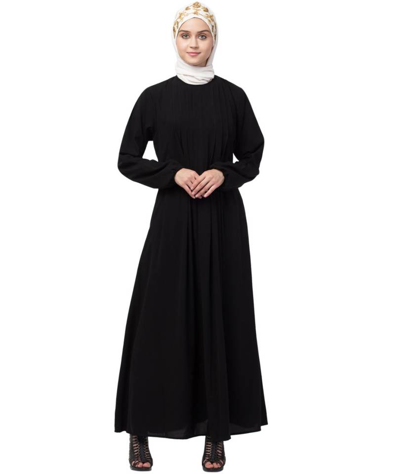 Nazneen  front Pleated a line Abaya