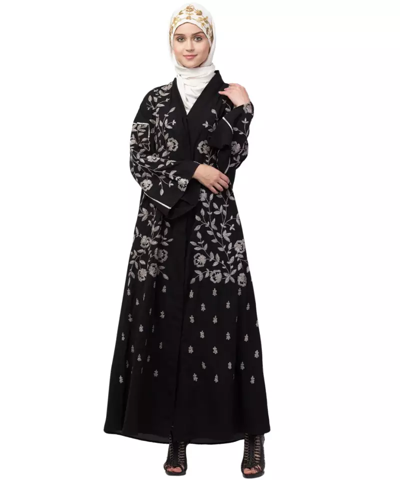 Nazneen full Zari embroidered front open part Abaya