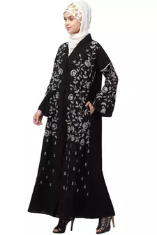 Nazneen full Zari embroidered front open part Abaya