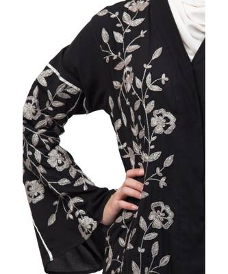 Nazneen full Zari embroidered front open part Abaya 5